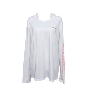 Columbia White Hooded Long Sleeve Performance Fishing Gear Women´s Sz XL TG